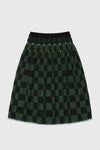 YANYAN KNITS Fall/Winter 2025: Wool plaid cropped sweater / mid-length skirt YYK-YYW25-1422-GW (Skirt: YYW25-2021)